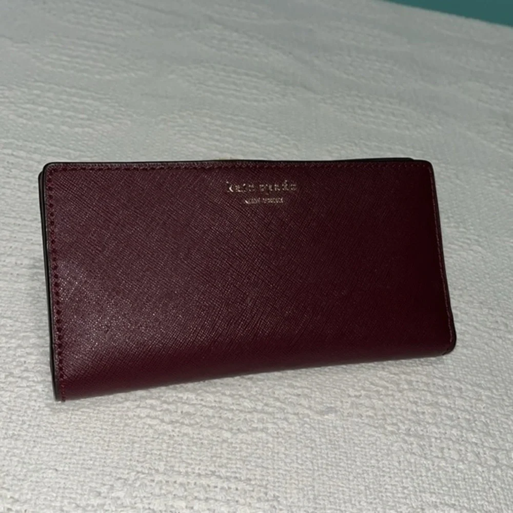 Kate Spade wallet folder purple snap button several card holders signature spade - Picture 1 of 9